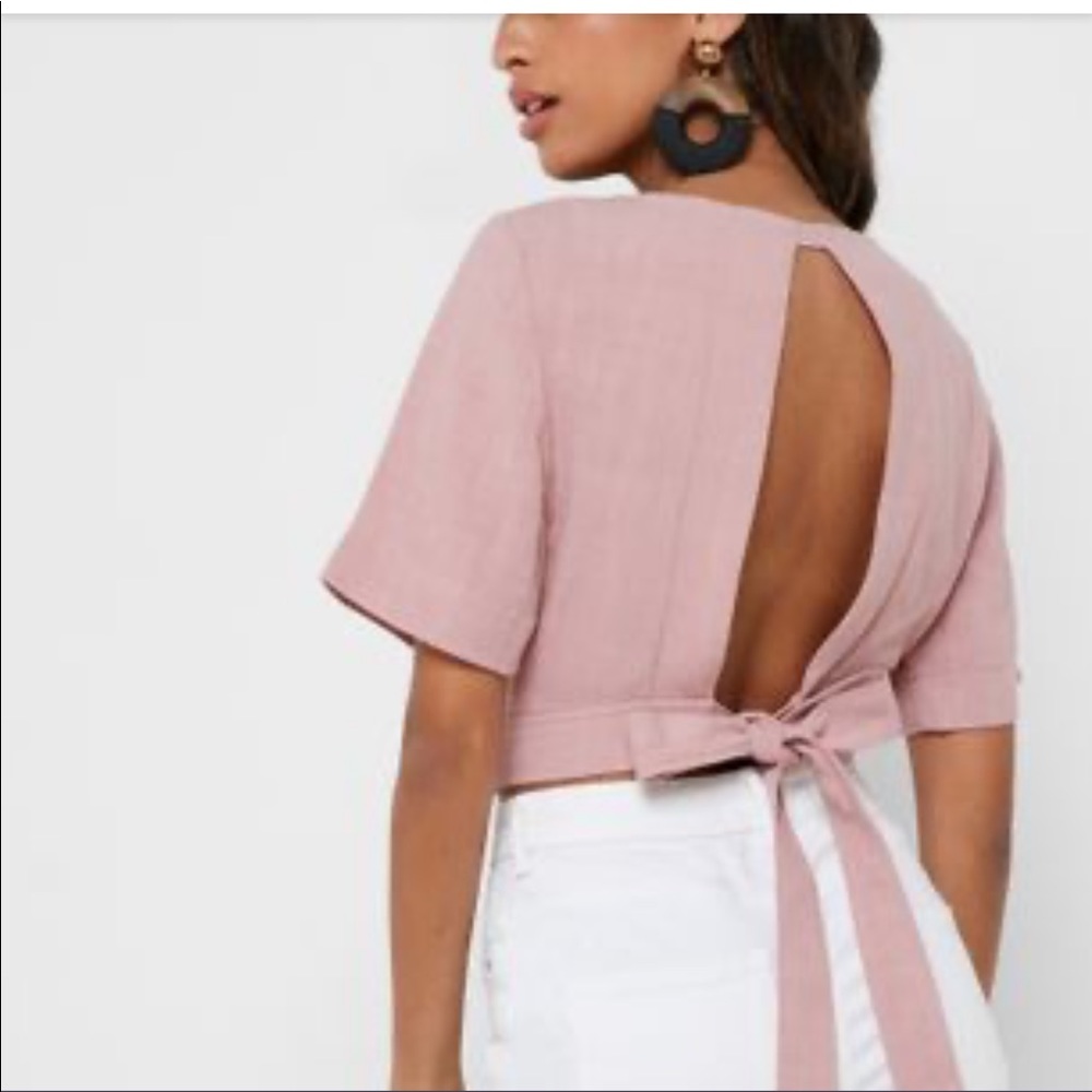 Topshop Dusty Pink Open-Back Crop Top with Tie